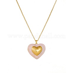 304 Stainless Steel Enamel Pink Heart Pendant Necklaces for Women&nbsp;WG9BEC2-01