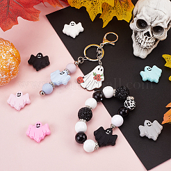 14Pcs 7 Colors Halloween Ghost Food Grade Eco-Friendly Silicone Beads&nbsp;SIL-SC0002-22