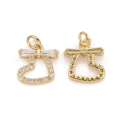 Rack Plating Brass Cubic Zirconia Charms&nbsp;ZIRC-C031-04G