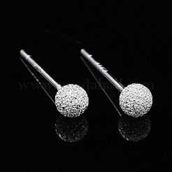 Textured 925 Sterling Silver Ball Stud Earrings&nbsp;LS-EJEW-L202-004A