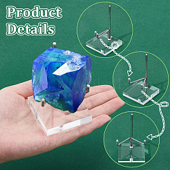 16Pcs Iron Crystal Rock Display Easels with Square Clear Acrylic Base&nbsp;ODIS-TW0001-03