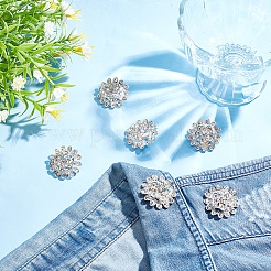 6Pcs 1-Hole Alloy Rhinestone Shank Buttons&nbsp;BUTT-AR0001-12