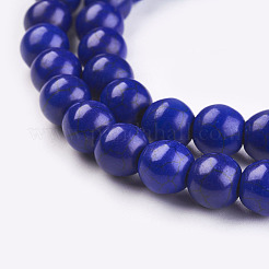1 Strand Dyed Medium Blue Round Synthetic Turquoise Beads Strands&nbsp;X-TURQ-G106-6mm-02N