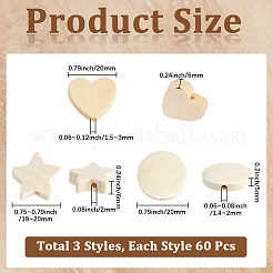 180Pcs 3 Styles Wood Beads&nbsp;WOOD-PA0001-63