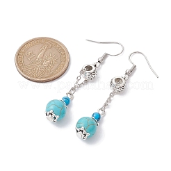 Synthetic Blue Turquoise Dangle Earrings&nbsp;EJEW-JE05621-02