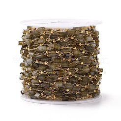 Natural Labradorite Rectangle Beaded Chains&nbsp;AJEW-J035-01G-08