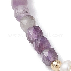 Natural Amethyst Cube Beads Stretch Bracelets for Women&nbsp;BJEW-JB13176-03