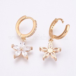 Brass Micro Pave Cubic Zirconia Dangle Hoop Earrings&nbsp;EJEW-F172-F02-G