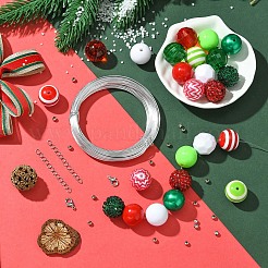 DIY Round Acrylic & Striped Resin Beads Pendants Making Kits&nbsp;DIY-YW0010-21A