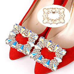 2Pcs Alloy & Glass Shoe Buckle Clips&nbsp;AJEW-WR0002-33