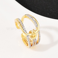 Brass Micro Pave Cubic Zirconia Cuff Rings for Women&nbsp;RJEW-C140-09G