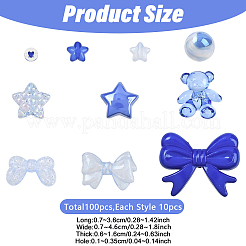 100Pcs 10 Styles Plating Transparent & Opaque Acrylic Beads&nbsp;MACR-YW0004-51