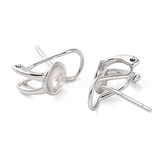 Anti-Tarnish Rhodium Plated 925 Sterling Silver Stud Earring Findings&nbsp;STER-NH0012-02P