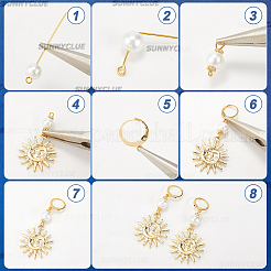 DIY Brass Star Moon Sun Leverback Earring Making Kit&nbsp;DIY-SC0025-86