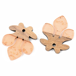 Transparent Resin & Walnut Wood Pendants&nbsp;RESI-S389-051B-B04