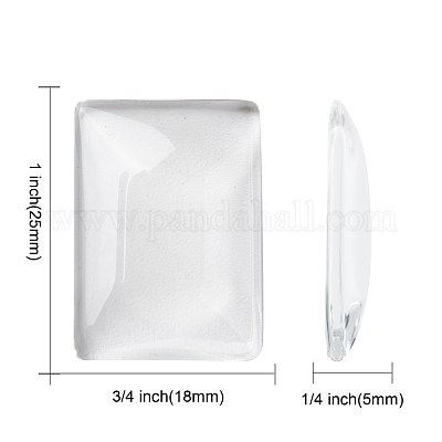 Transparent Rectangle Glass Cabochons&nbsp;GGLA-R025-25x18-1