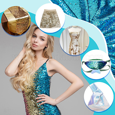 PVC Reversible Sequin Fabric&nbsp;DIY-WH0430-543F-1