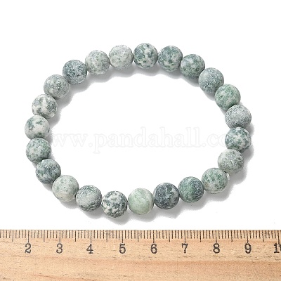Natural Green Spot Jasper Bead Stretch Bracelets&nbsp;BJEW-K212-B-017-1