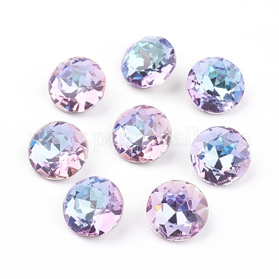 Pointed Back & Back Plated Glass Rhinestone Cabochons&nbsp;RGLA-J012-8mm-001VL-1
