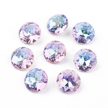 Pointed Back & Back Plated Glass Rhinestone Cabochons&nbsp;RGLA-J012-8mm-001VL-1