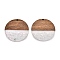 Epoxy Resin & Walnut Wood Pendants, with Paillette/Sequin, Flat Round, Pearl Pink, 38x3.5mm, Hole: 2mm