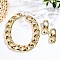 CCB Plastic Oval Link Chain Necklaces & Stud Dangle Earrings Sets, Gold, 410mm