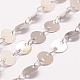 Rack Plating Brass Handmade Flat Sequin Chains&nbsp;CHC-P0004-01-6mm-P-1