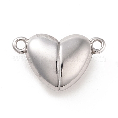 Non-Tarnish 316 Surgical Stainless Steel Magnetic Clasps, Heart, Stainless Steel Color, 10.5x17x5.5mm, Hole: 1.5mm