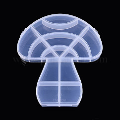 Autumn Mushroom 14 Grids Plastic Bead Storage Containers with Hinged Lid, Clear, 17.7x15.8x2.5cm