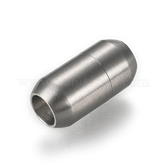 Tarnish Resistant 304 Stainless Steel Magnetic Clasps with Glue-in Ends, Matte, Column, Stainless Steel Color, 19.5x10mm, Hole: 6mm