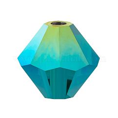 Preciosa&reg Crystal Beads, Czech Crystal, Bicone(451 69 302 Rondelle), 50730 20000 Emerald AB 2x, 4mm, Hole: 0.8mm