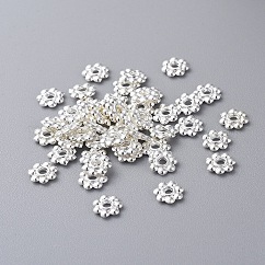 Tibetan Style Daisy Spacer Beads, Cadmium Free & Nickel Free & Lead Free, Flower, Silver, 6x1.3mm, Hole: 2mm, about 7690pcs/1000g
