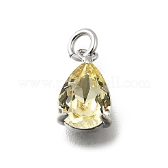 Teardrop Brass with Glass Charms&nbsp;KK-G525-09P