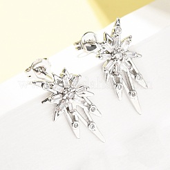 Star Brass Micro Pave Clear Cubic Zirconia Stud Earrings&nbsp;EJEW-D351-08P