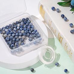 100Pcs 8mm Natural Blue Spot Jasper Round Beads&nbsp;DIY-LS0002-62