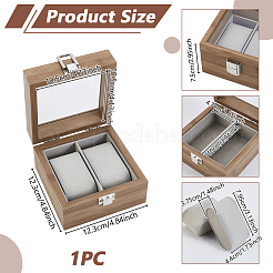 2-Slot Wooden Watch Display Cases with Glass Window Lid and Velvet Pillow Inside&nbsp;CON-WH0043-306A