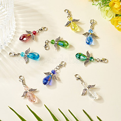 Angel Glass & Alloy Pendant Decoration&nbsp;HJEW-TAC0055