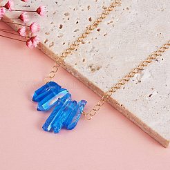 Irregular Natural Quartz Crystal Beads Pendant Necklace for Wonen&nbsp;NJEW-SW00009