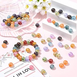 100Pcs Crackle & Baking Paint Transparent Glass Beads&nbsp;GLAA-CJ0003-03
