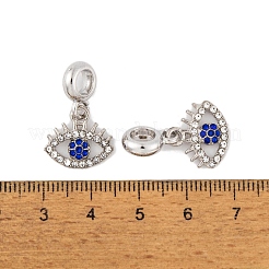 Rack Plating Alloy Crystal & Capri Blue Rhinestone European Dangle Charms&nbsp;FIND-C055-17P