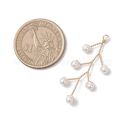 Shell Pearl Copper Wire Wrapped Round Pendants&nbsp;PALLOY-TA00324