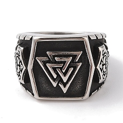 Viking 304 Stainless Steel Valknut Rings&nbsp;RJEW-U005-06A-AS