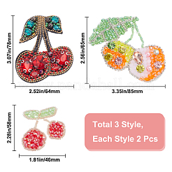 6Pcs 3 Styles Cherry Acrylic Iron on/Sew On Patches&nbsp;PATC-GF0001-50