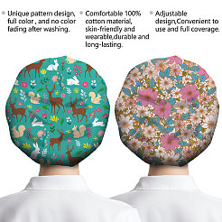 2Pcs 2 Styles Cotton Adjustable Printed Bouffant Hats Working Caps for Women Men&nbsp;AJEW-DR0002-26B