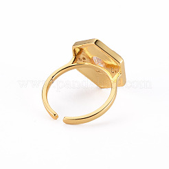 Brass Micro Pave Clear Cubic Zirconia Cuff Rings&nbsp;RJEW-S045-084B-NR