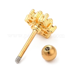 Brass Micro Pave Clear Cubic Zirconia Stud Earrings&nbsp;LS-EJEW-L265-04G