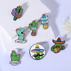 7Pcs 7 Style Cactus Enamel Pin&nbsp;JEWB-SZ0002-01
