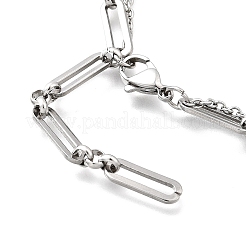 304 Stainless Steel Cable & Paperclip Chain Bracelets Multi-layered Bracelets for Women&nbsp;BJEW-JB12331-02