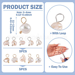 10Pcs 2 Colors Natural Baroque Keshi Pearl Pendants&nbsp;PALLOY-TAC0308