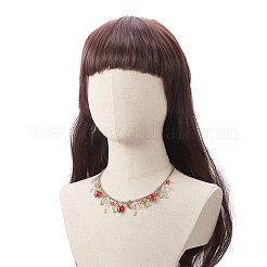 3Pcs 3 Style Strawberry & Cherry & Lemon & Leaf Resin & Glass Pendant Necklaces Set&nbsp;NJEW-TA00069